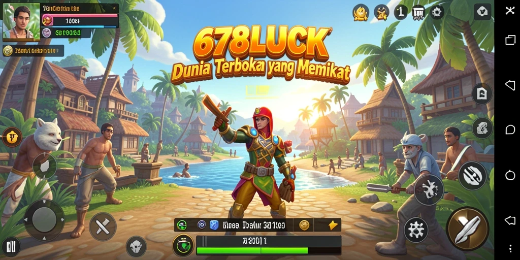 Screenshot gameplay 678LUCK menampilkan dunia terbuka yang indah dan interaksi pemain.