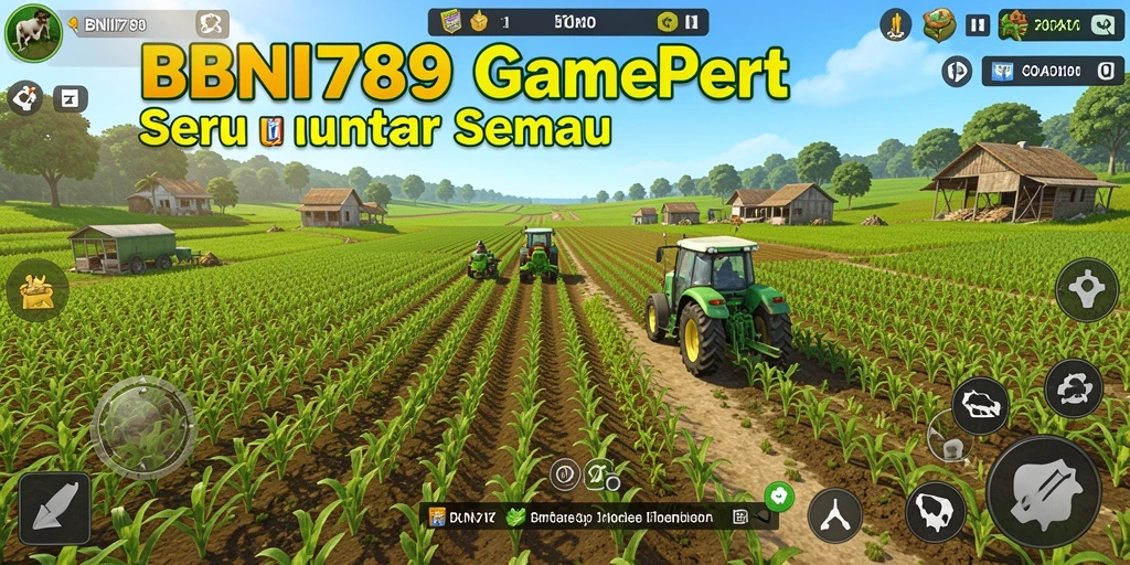 Screenshot BNI789 menampilkan aktivitas berkebun yang penuh warna.