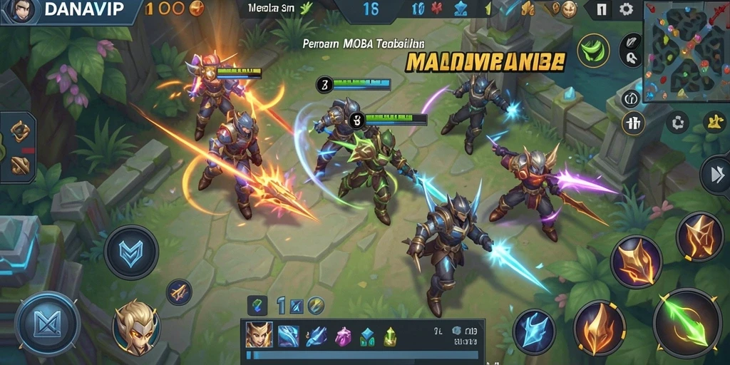 Tangkapan layar <strong>DANAVIP</strong> menampilkan aksi seru dalam permainan MOBA.