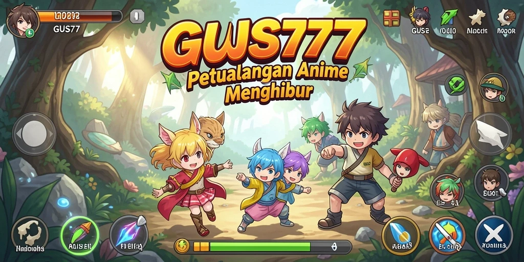 Screenshot GUS77 menunjukkan petualangan seru dengan karakter anime yang menarik.