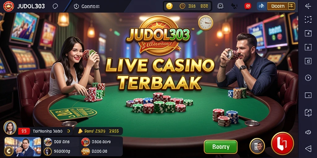 Screenshot menunjukkan gameplay seru di JUDOL303 dengan dealer profesional.