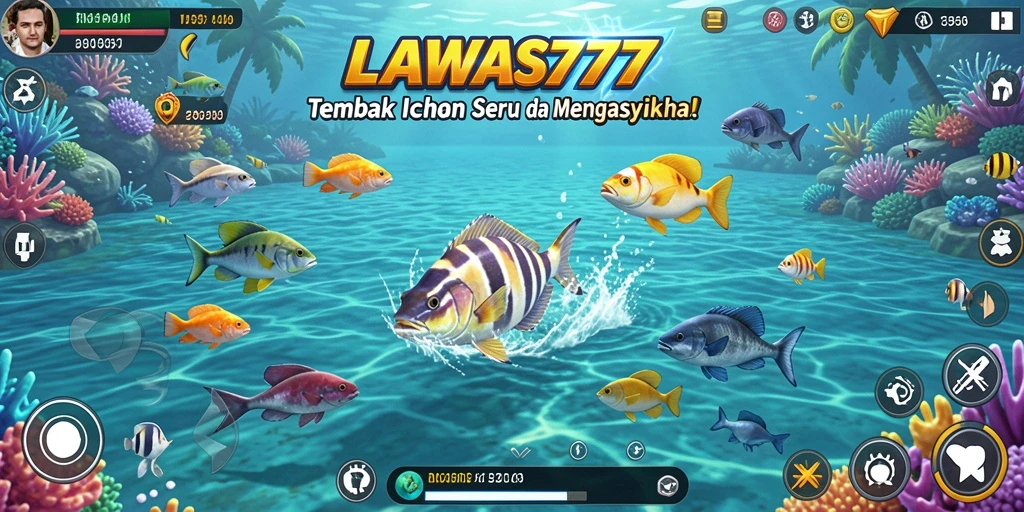 Tangkapan layar <strong>LAWAS777</strong> menunjukkan gameplay seru dalam Tembak Ikan.