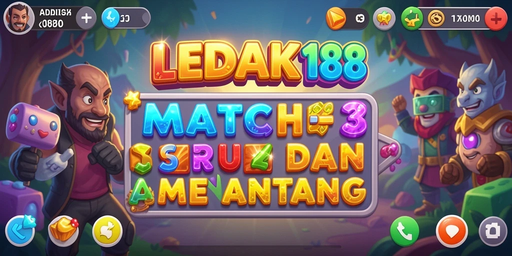Screenshot LEDAK188 menampilkan gameplay Match-3 yang menawan.