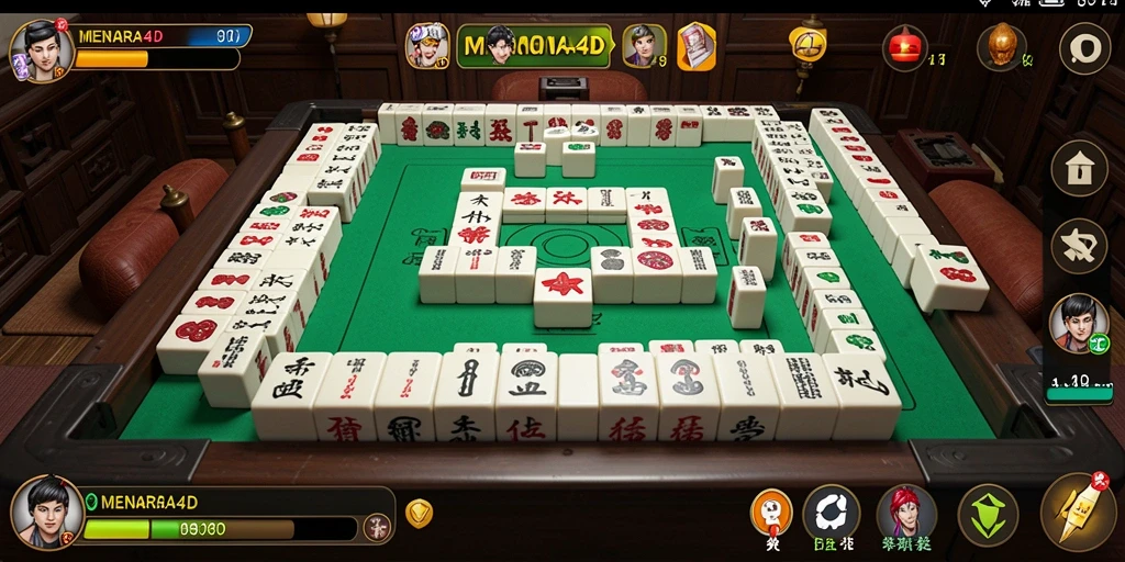 Tampilan gameplay menarik dari MENARA4D dengan ubin Mahjong.
