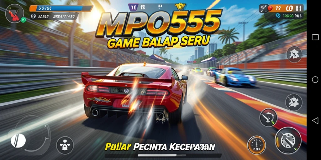 Tampilan gameplay <strong>MPO555</strong> yang penuh aksi di lintasan balap.