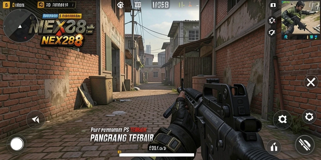 Tangkapan layar menampilkan aksi seru gameplay FPS di NEX288.