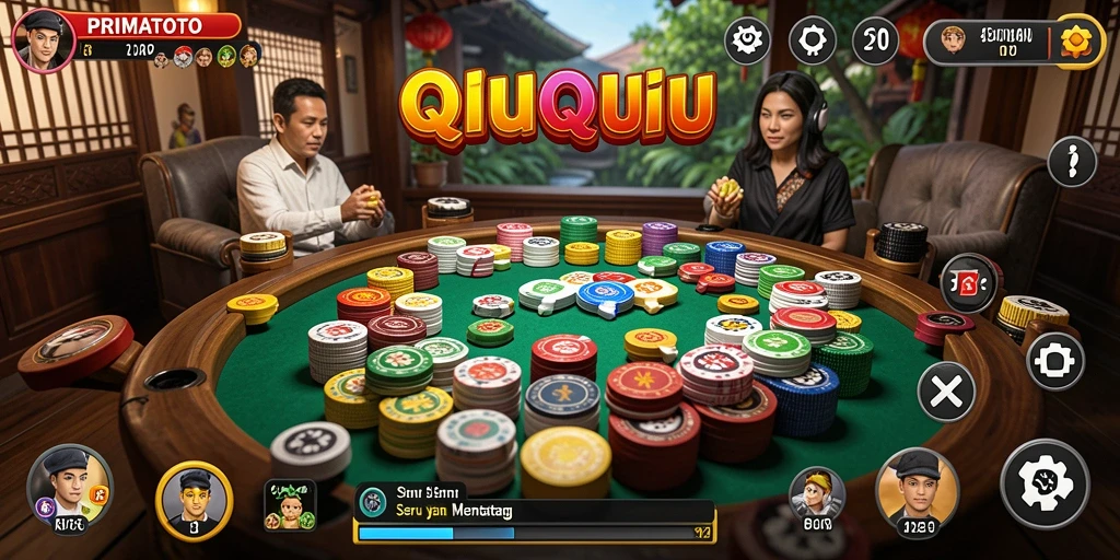 Tampilan gameplay seru PRIMATOTO dengan kartu QiuQiu.